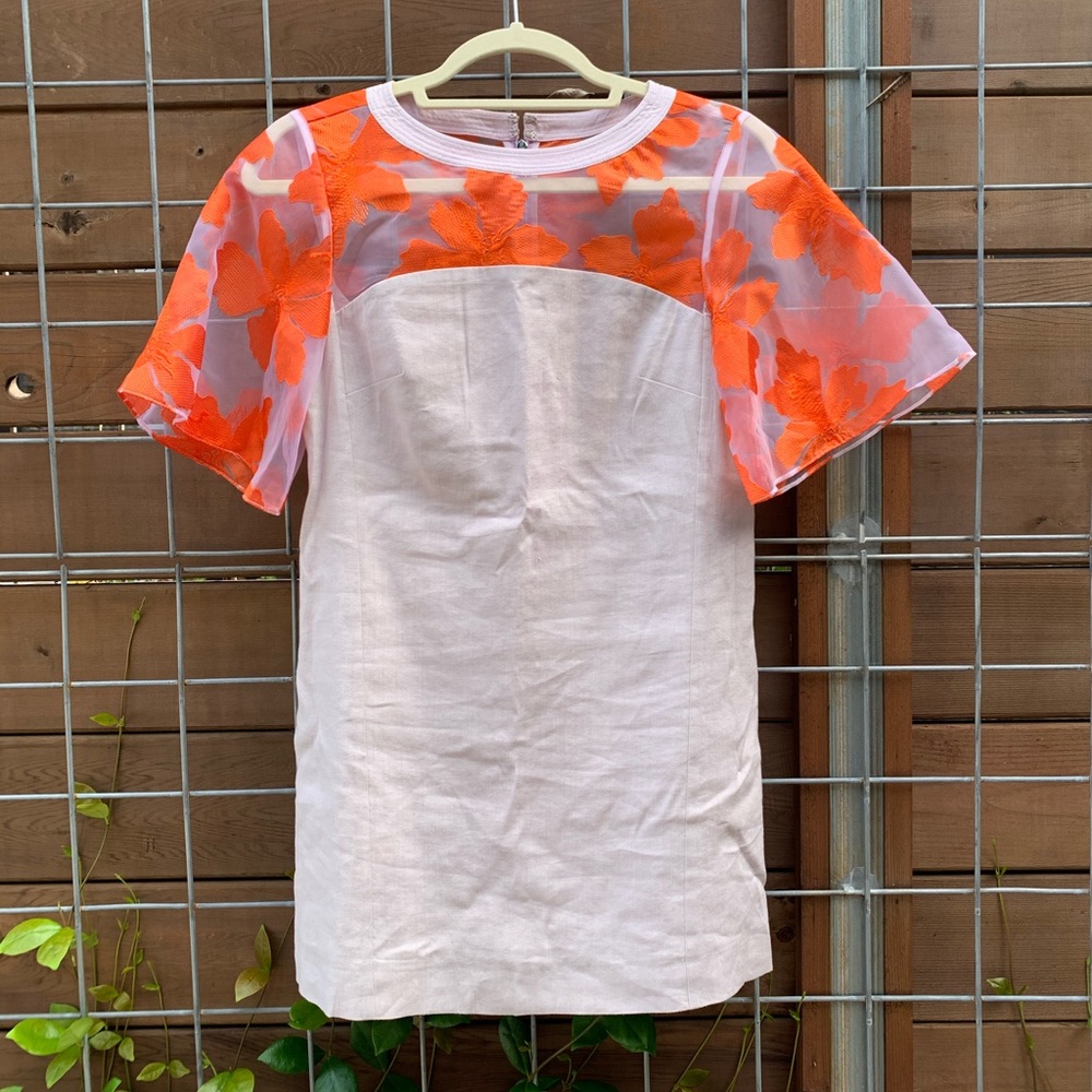 Rebecca Taylor Linen Lavender Dress w/ Embroidery